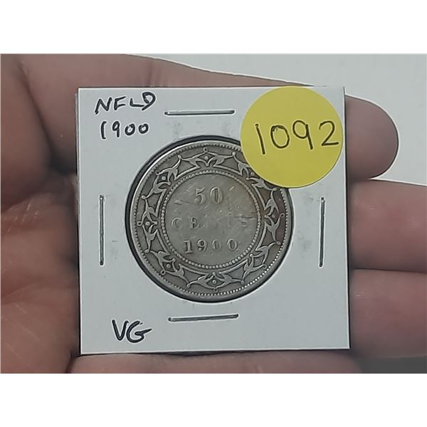 Newfoundland. 1900 Silver 50 Cents. Queen Victoria. VG.