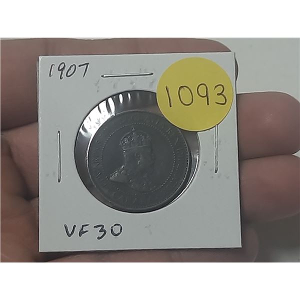 1907 Canadian Large Cent. VF30.