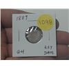 Image 1 : 1889 Canadian Victorian Silver 5 Cents. G4. Key Date.