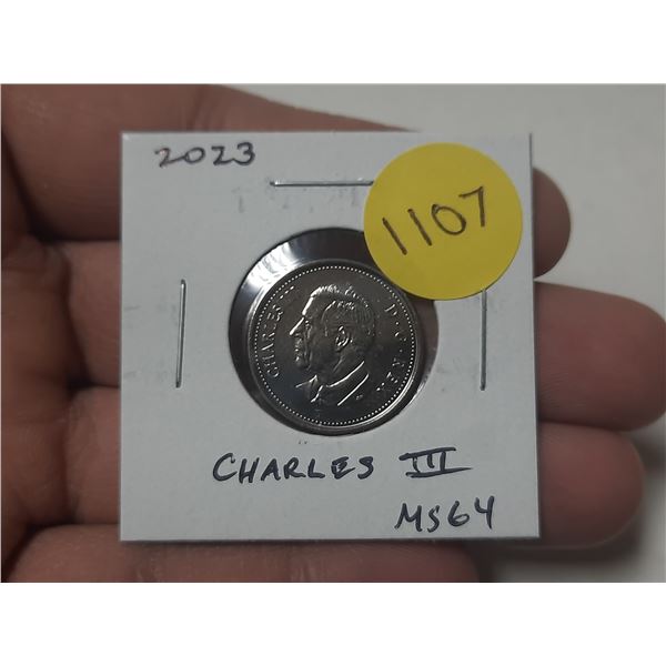 2023 Charles III Canadian Nickel 5 Cents. First issue for the new king. MS64.