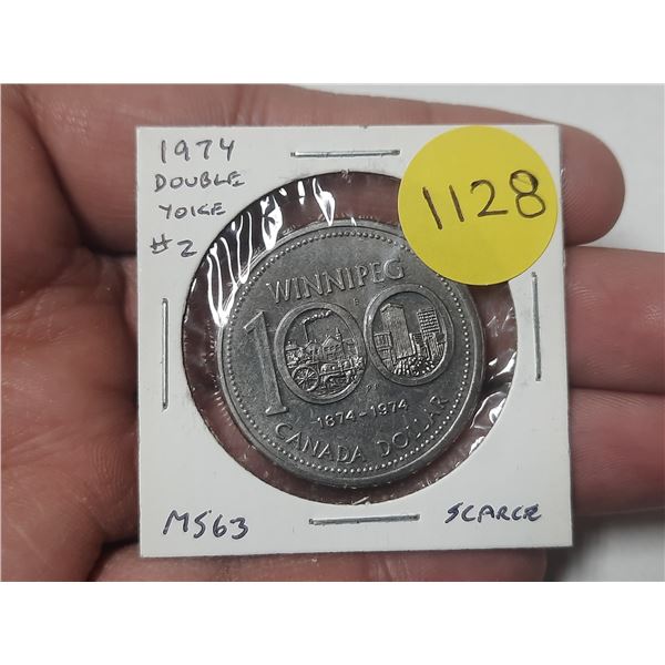 1974 Double Yoke #2 Canadian Nickel Dollar. MS63. Scarce.