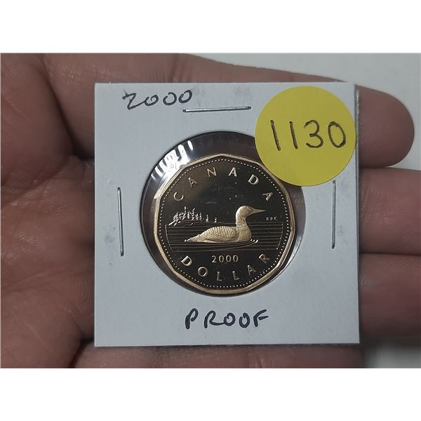 2000 Canadian Loonie Dollar. Proof with Ultra Heavy Cameo.