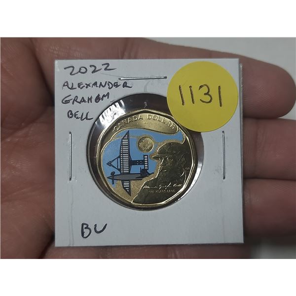 2022 Alexander Graham Bell Colourized Loonie Dollar. BU.