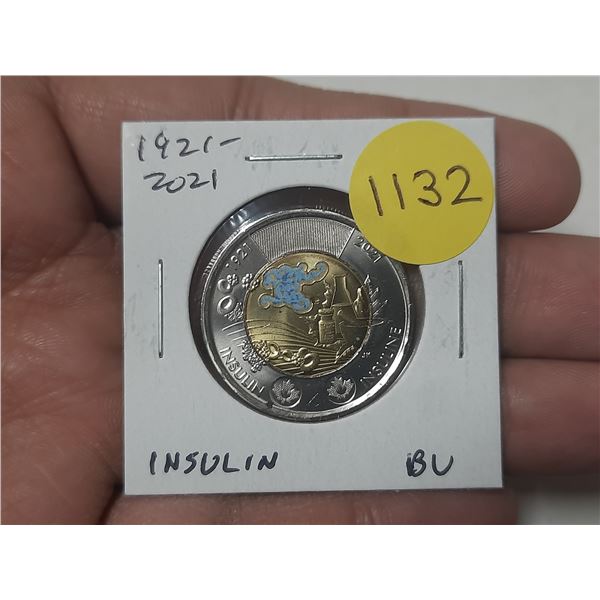 1921 – 2021 100th Anniversary of the discovery of Insulin $2 Toonie. Doctors Banting and Be