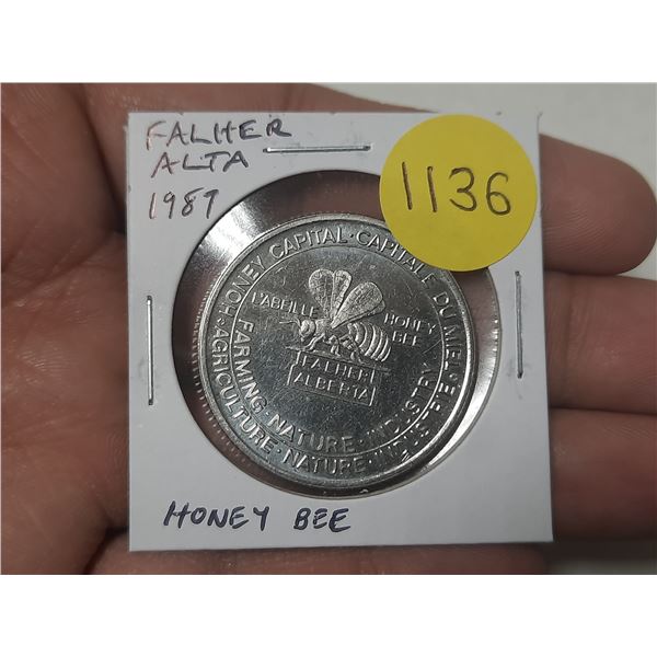 1987 Falher Alberta Trade Dollar. Honeybee. Uncirculated.