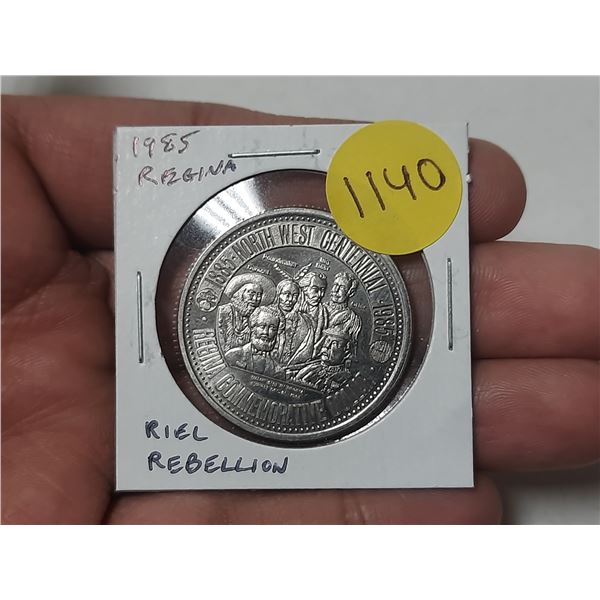 1985 Regina Trade Dollar that commemorates the Riel Rebellion. BU.