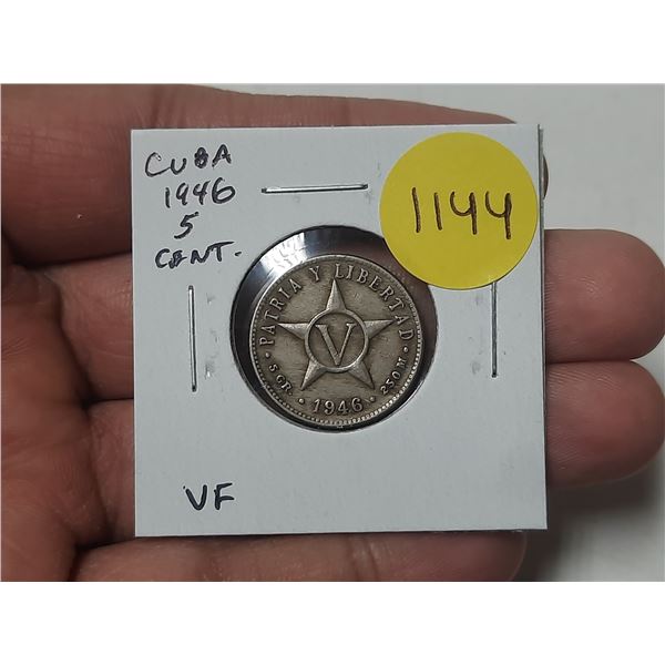 Cuba. 1946 5 Centavos. VF.