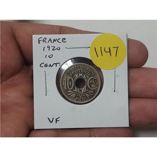 France. 1920 10 centimes. VF.