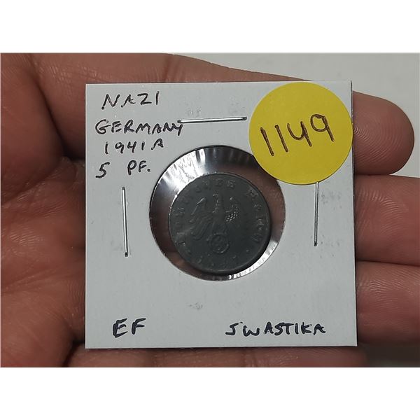 Nazi Germany. 1941A 5 Reichspfennig. Eagle and Swastika. EF.