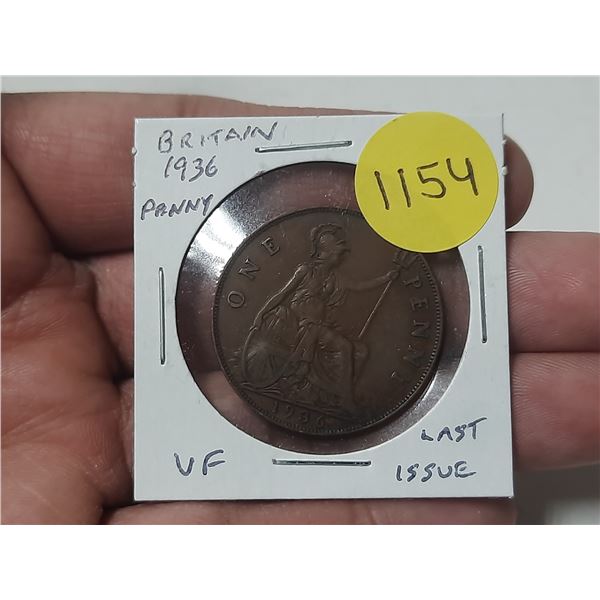 Great Britain. 1936 Penny. Last issue of King George V. VF.