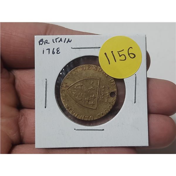 Great Britain. 1768 George III with In Memory of the Good Old Days inscription. VF. Holed.