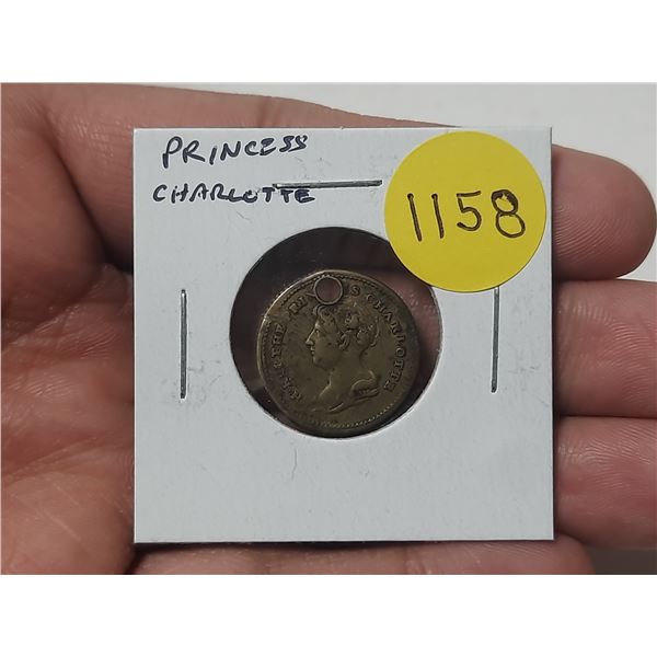Great Britain. Princess Charlotte medal. 1/10 Decem. VF. Holed.