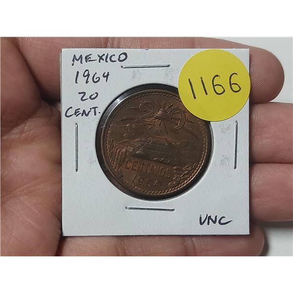 Mexico. 1964 20 Centavos. Uncirculated.