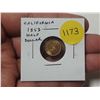 Image 1 : 1853 California Half Gold Dollar. This is not a genuine coin and contains no gold.