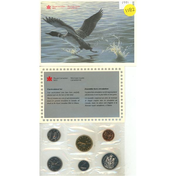1991 Canadian Proof Like Set. Contains the Scarce 1991 25 Cents.