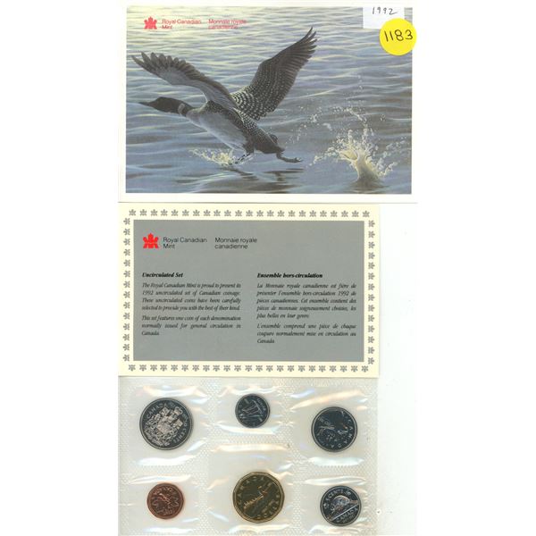 1992 Canadian Proof Like Set. Contains the Scarce 1992 Caribou 25 Cents.