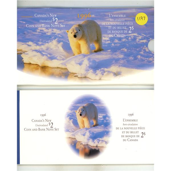 1996 Canada’s New Uncirculated $2 Coin and Bank Note Set.