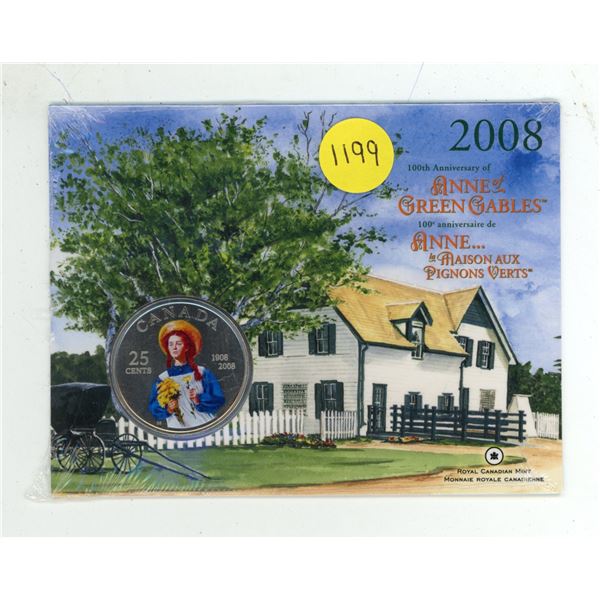 2008 Anne of Green Gables Colourized 25 Cents. Housed in its unopened folder.