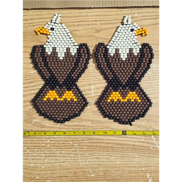 2 pieces of bead work- looks like an eagle