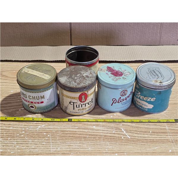 5 tobacco tins- sea breeze