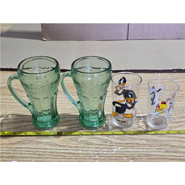 2 coca cola and lonnie toons glasses