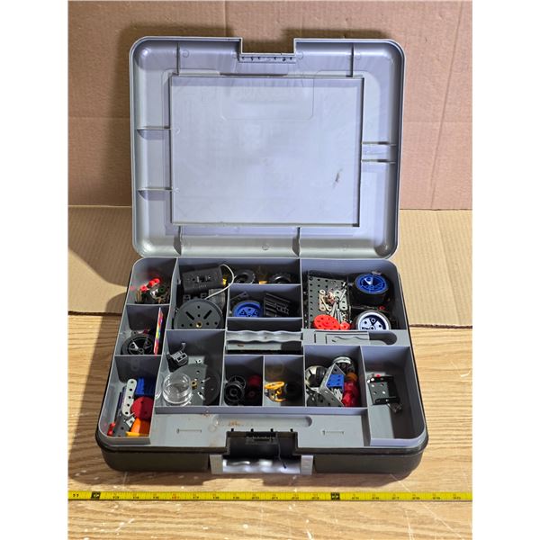 Meccano parts in a case