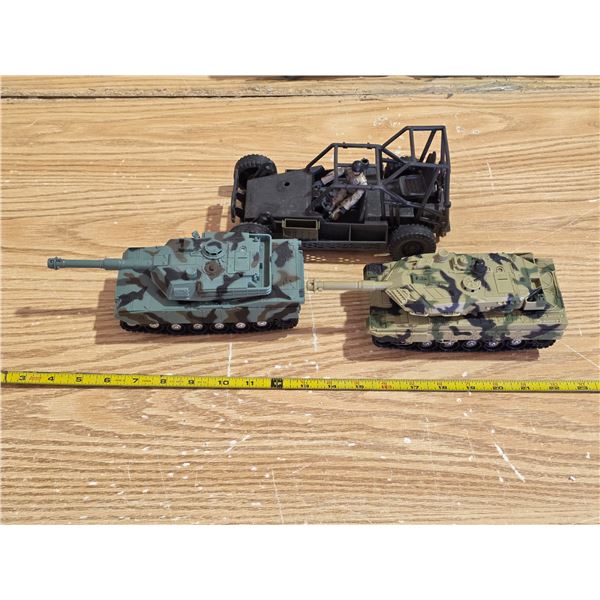 3 army toys- Tanks, buggy