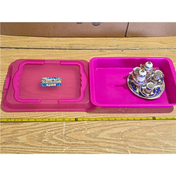 Adeline child's tea set and food storage tub