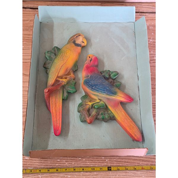 2 parrot chalkware pieces