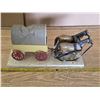 Image 1 : Horse and wagon- metal horses- 17"L