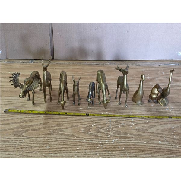 Brass figurines, deer's, ducks