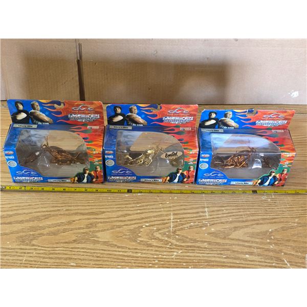 3 american chopper bikes- new in box