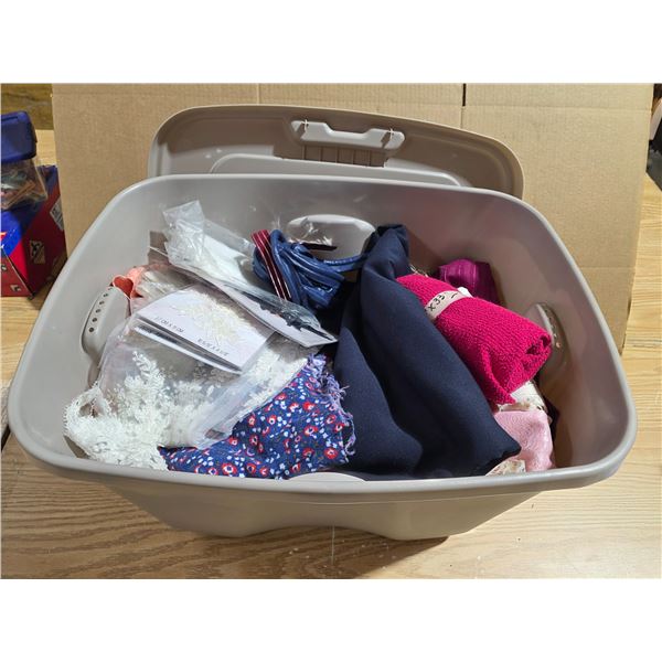 Bin of sewing materials