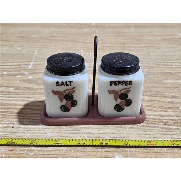 Tipp milk glass salt and pepper shakers