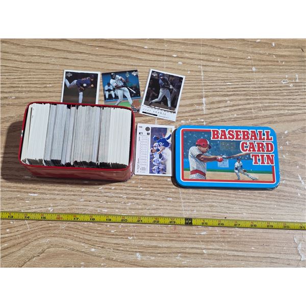 Baseball tin and cards
