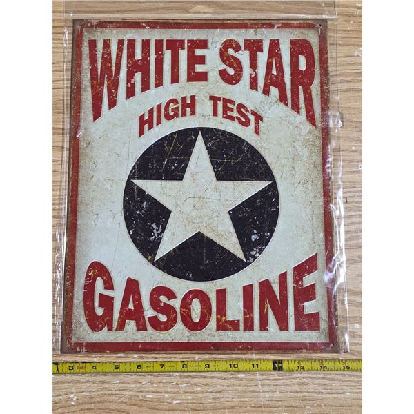 White star high test gas sign- 16" by 12"- reproduction