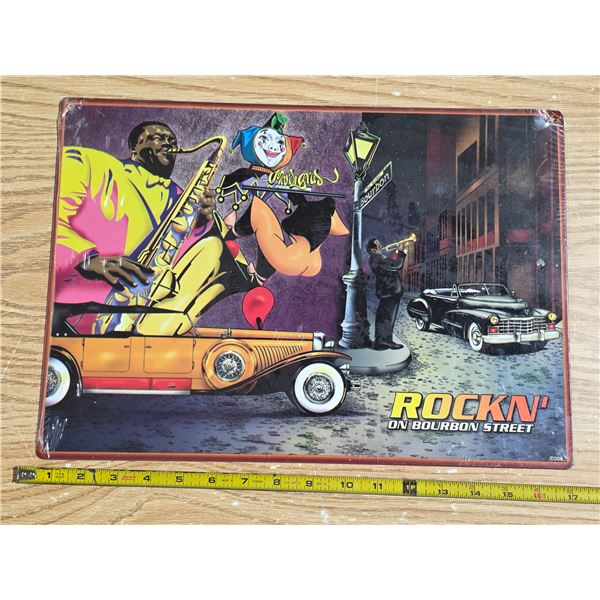 Rock N bourbon street sign- reproduction- 16" by 13"