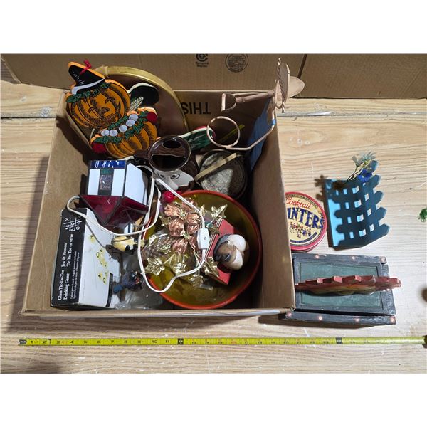 Lot of misc items- planters tin