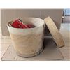 Image 1 : Wooden Barrel Storage Box w/ Misc. Christmas Items As Shown