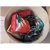 Image 2 : Wooden Barrel Storage Box w/ Misc. Christmas Items As Shown