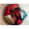 Image 3 : Wooden Barrel Storage Box w/ Misc. Christmas Items As Shown
