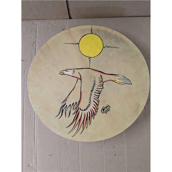 Vintage First Nations Eagle Design Pow Wow Hand Drum