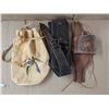 Image 1 : (1) Leather Vintage Bag. Vintage Belt, and Leather Carry Side Arm
