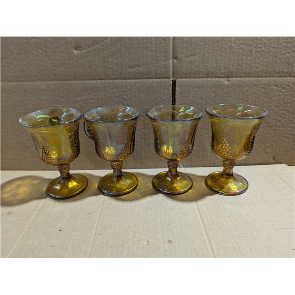 (4) Vintage Carnival Glass Goblets