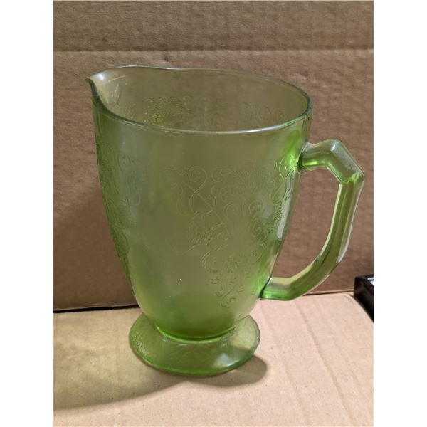 Vintage VERIFIED Uranium Glass Pitcher