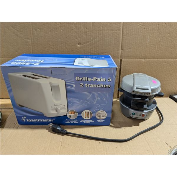 New in Box 2 Slice Toaster and Not tested Hamilton Beach Small Breakfast Sandwich Maker