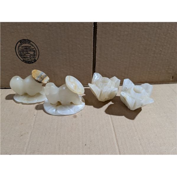 Vintage Quartz Décor Items (2) Possible Tooth pick Holders