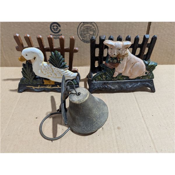 (2) Cast Iron Napkin Holders w/ Cast Iron Bell