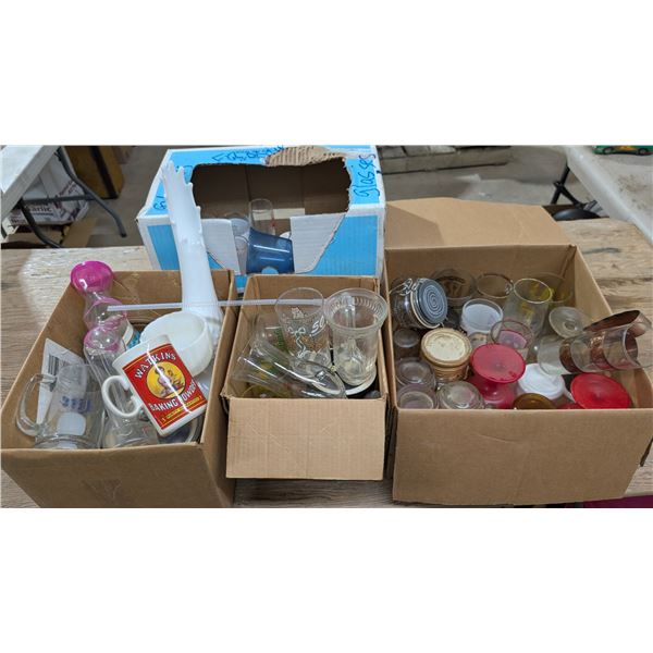 (4) Boxes of Misc. Glassware, Mugs, Decor, and etc.
