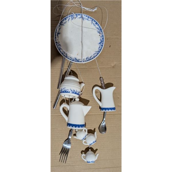 Very Unique Hanging Art Décor (White and Blue Porcelain Plate and Tea Pot Set)